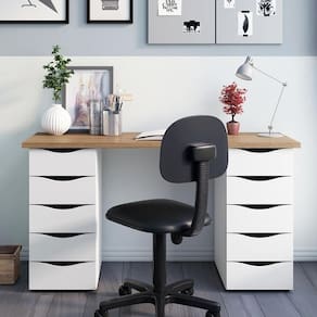 Mesa De Escritório Com 10 Gavetas Maryland Nogal Branco