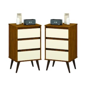 Conjunto De 2 Mesas De Cabeceira Mundo Retrô Freijo OffWhite