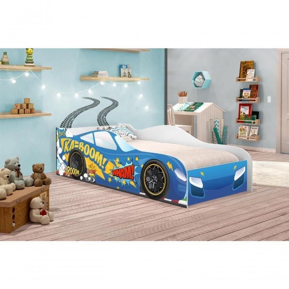 Cama Carro Kaboom Azul Solteiro