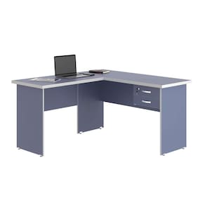 Escrivaninha Em L Com 02 Gavetas Chair Azul