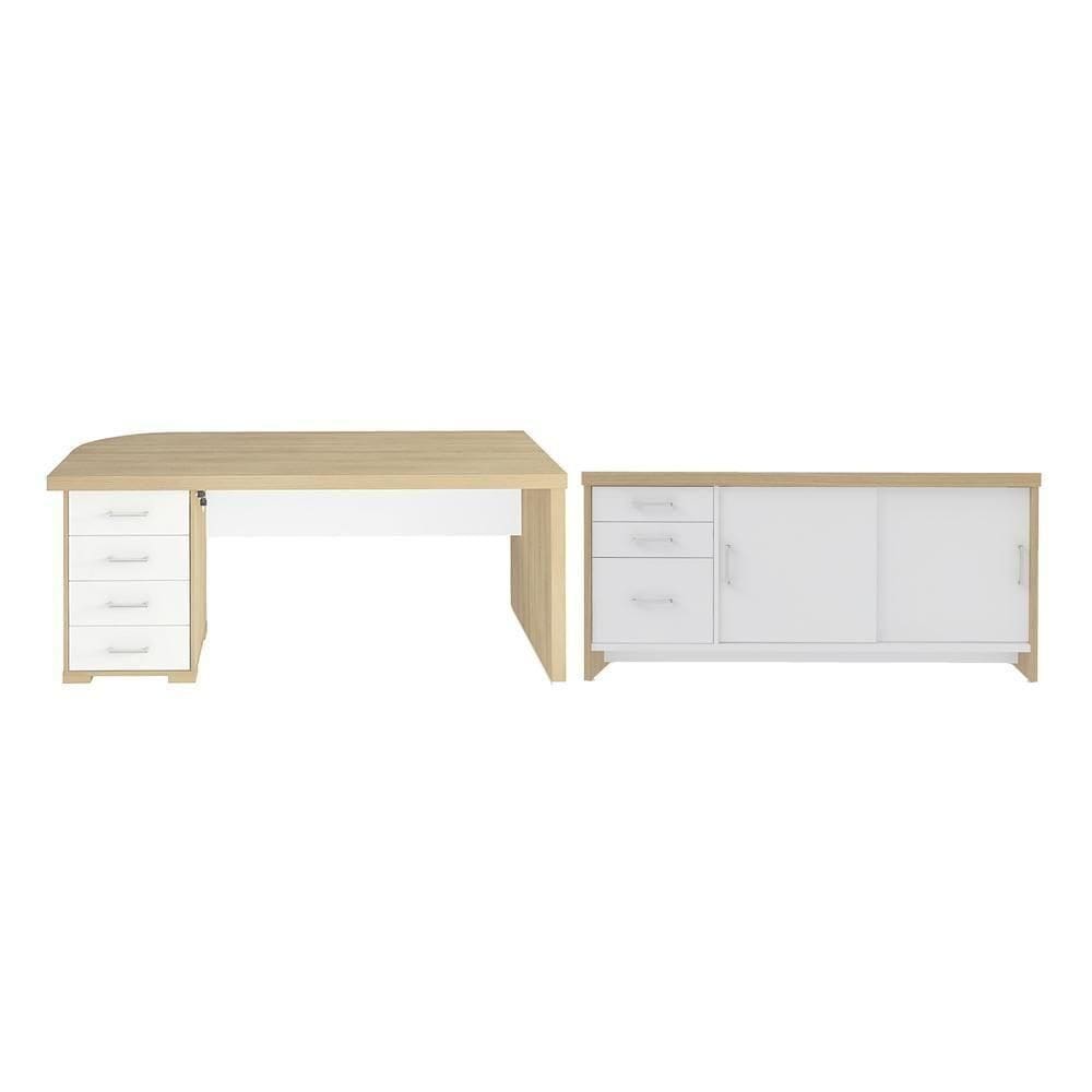 Jogo Balcão E Mesa Executiva Cheltenham Carvalho Branco