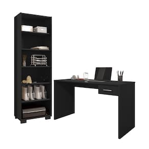 Kit Mesa De Computador E Estante Shanti Preto Trama