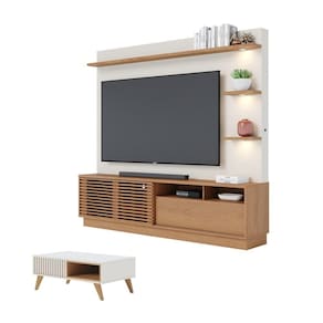 Conjunto Home Para Tv E Mesa De Centro Barton Freijo Off-white Matte