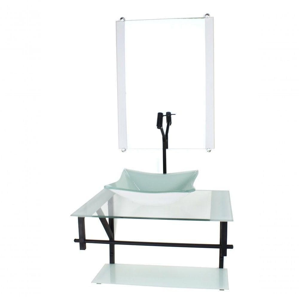 Gabinete De Vidro Para Banheiro 60cm Cuba Quadrada Branco