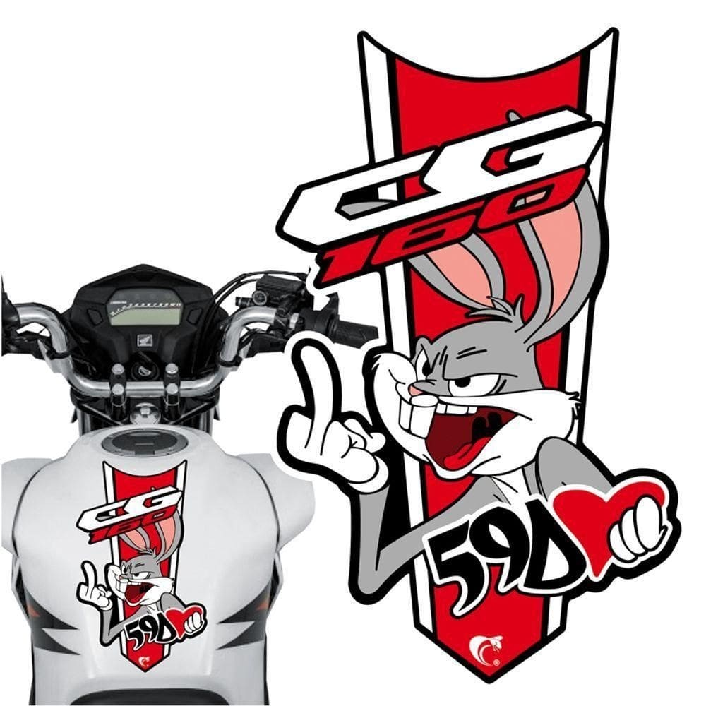 Adesivo Faixa Gravata Sem Resina Moto Cg 150/160 Pernalonga Vermelho Cor Cg 150