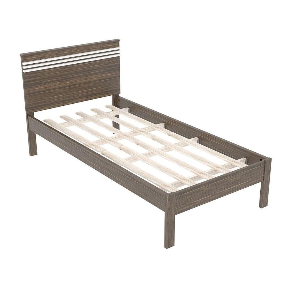 Cama De Solteiro Madeira Cm8010 Nogal/branco