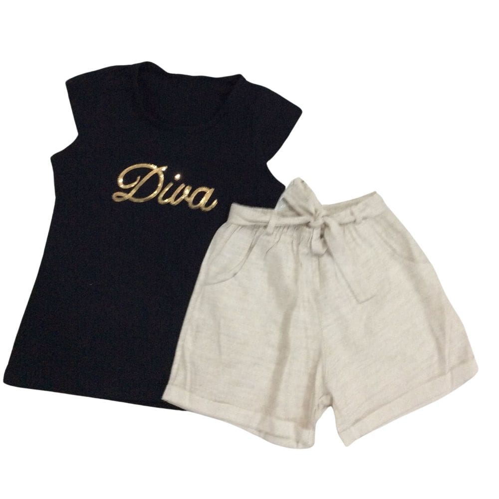 Conjunto Vrasalon Fem Infantil Preto e Cru