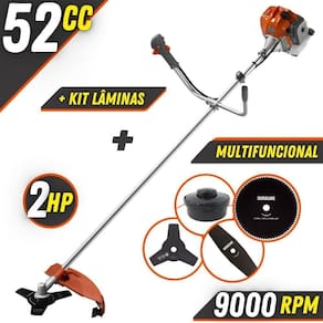 Roçadeira Tekna Rl520ac 52cc + Lâminas 2 Pontas E 80 Dentes