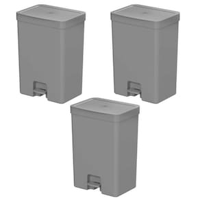 3x Lixeira de Banheiro com Pedal 12 Litros OU Trium Cinza