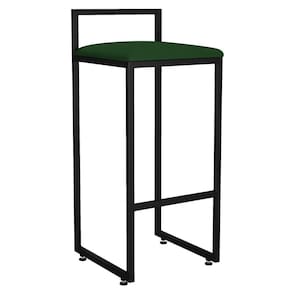 Banqueta Alta Para Cozinha Hanna Preto Suede Verde Musgo