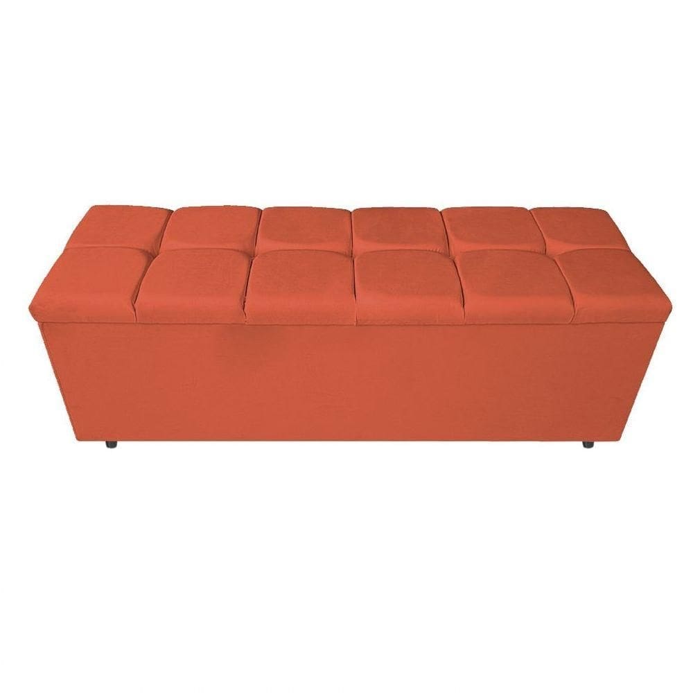 Calçadeira Estofada Manchester 140cm Casal Suede Terracota