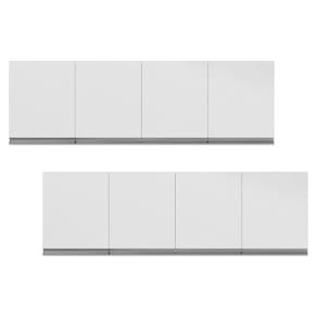 Kit 02 Armários De Cozinha Aéreo 160cm 4 Portas Branco