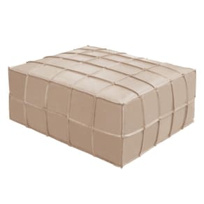 Puff Sala De Estar Grande 90x90cm Couro Matte Nude