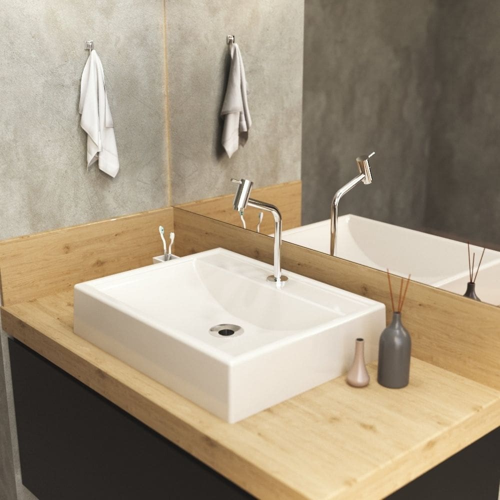 Kit Cuba RT49 com Torneira Pratika 1060 Metal e Válvula 1 Polegada e Sifão Pvc e Flexível Compace Bege