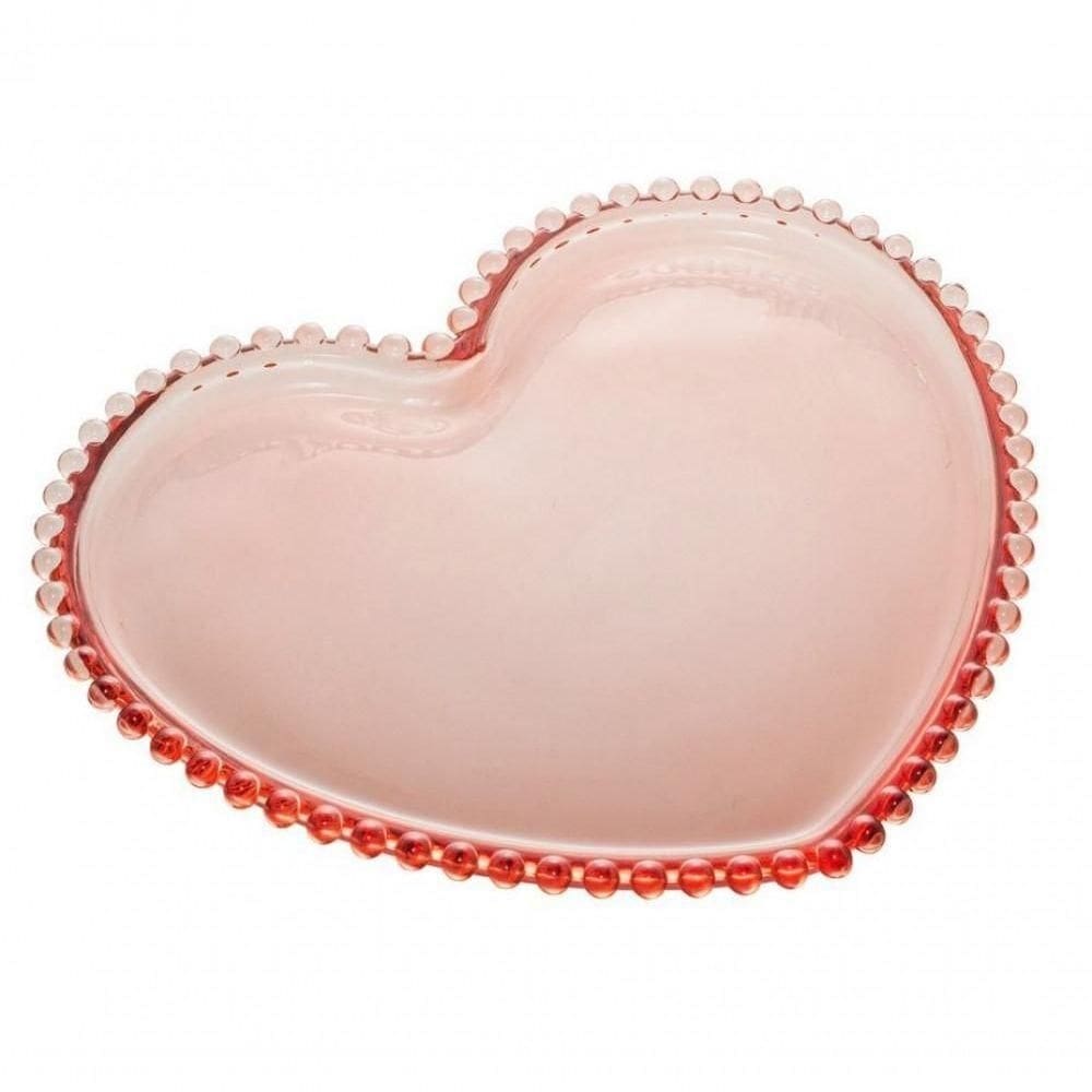 Prato Sousplat Cristal Coração Pearl 30 Cm Rosa - Wolff