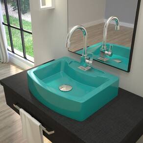 Kit Cuba RT41 com Torneira Luxo 1195 Metal 1/4 Volta Compace Azul Turquesa