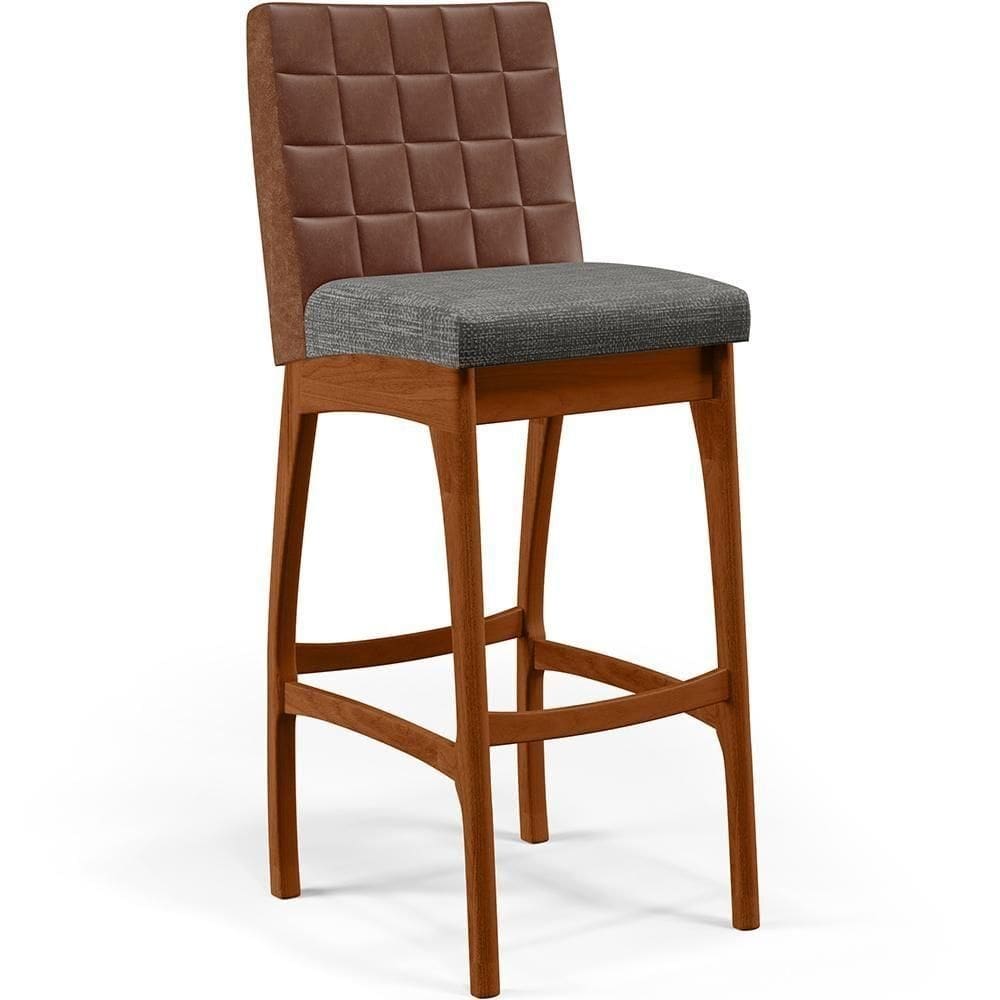 Banqueta Alta Cozinha B04 Marrom Cinza Escuro