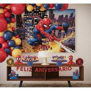 Kit festa homem aranha 39 itens painel faixa enfeites topo