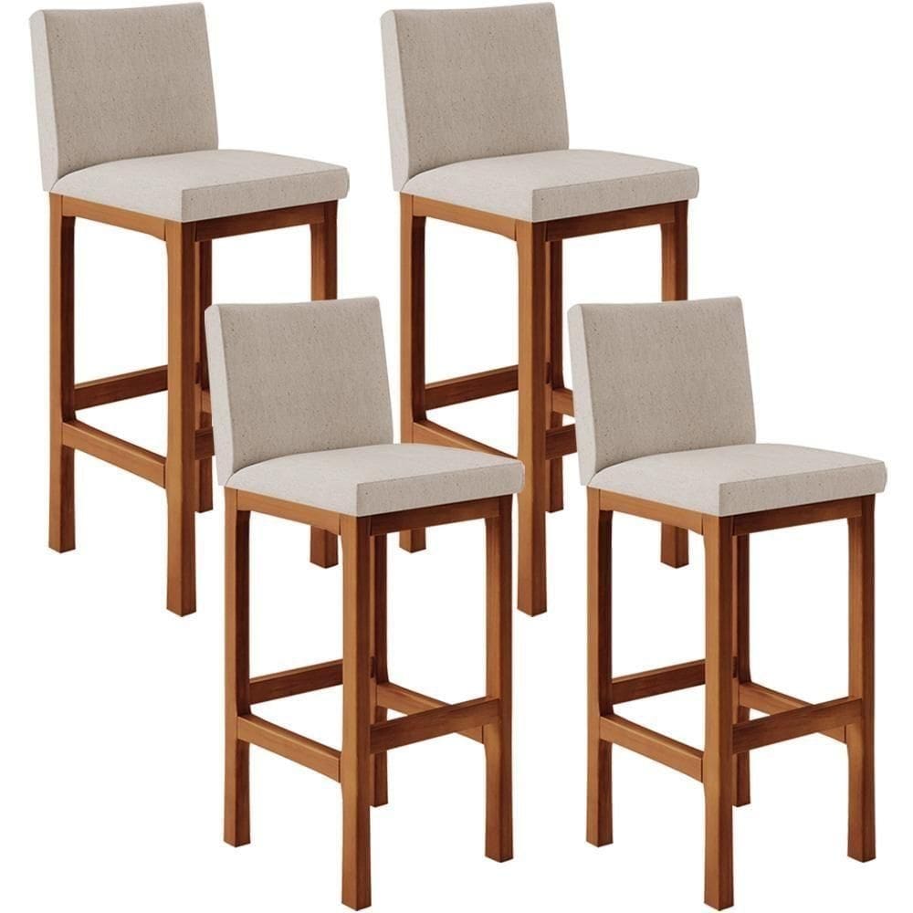 Kit 04 Banquetas Altas Cozinha De Jantar Fixa Alya L02 Bege