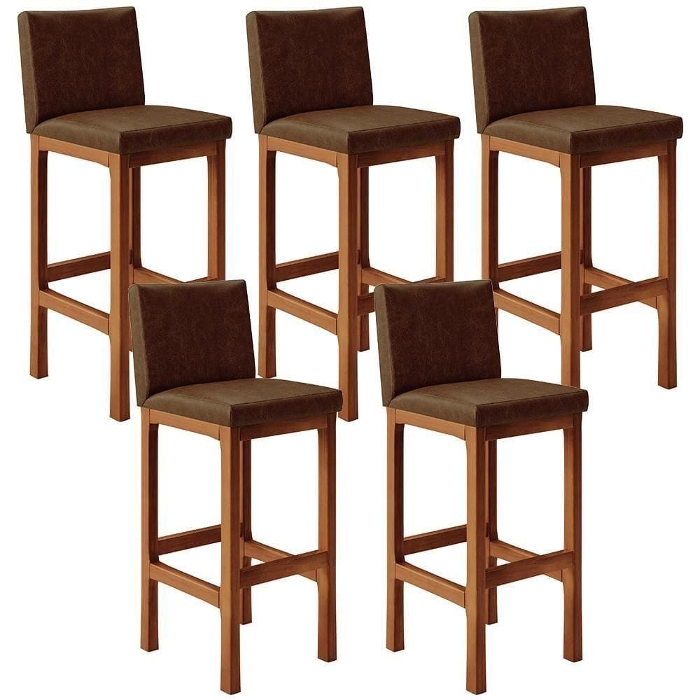Kit 05 Banquetas Altas Alya Marrom