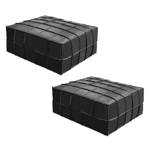 Kit 2 Puffs Sala De Estar Grande 90x90cm Couro Preto