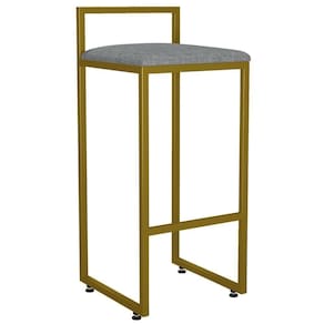 Banqueta Alta Cozinha Hanna L02 Dourado Cinza Escuro