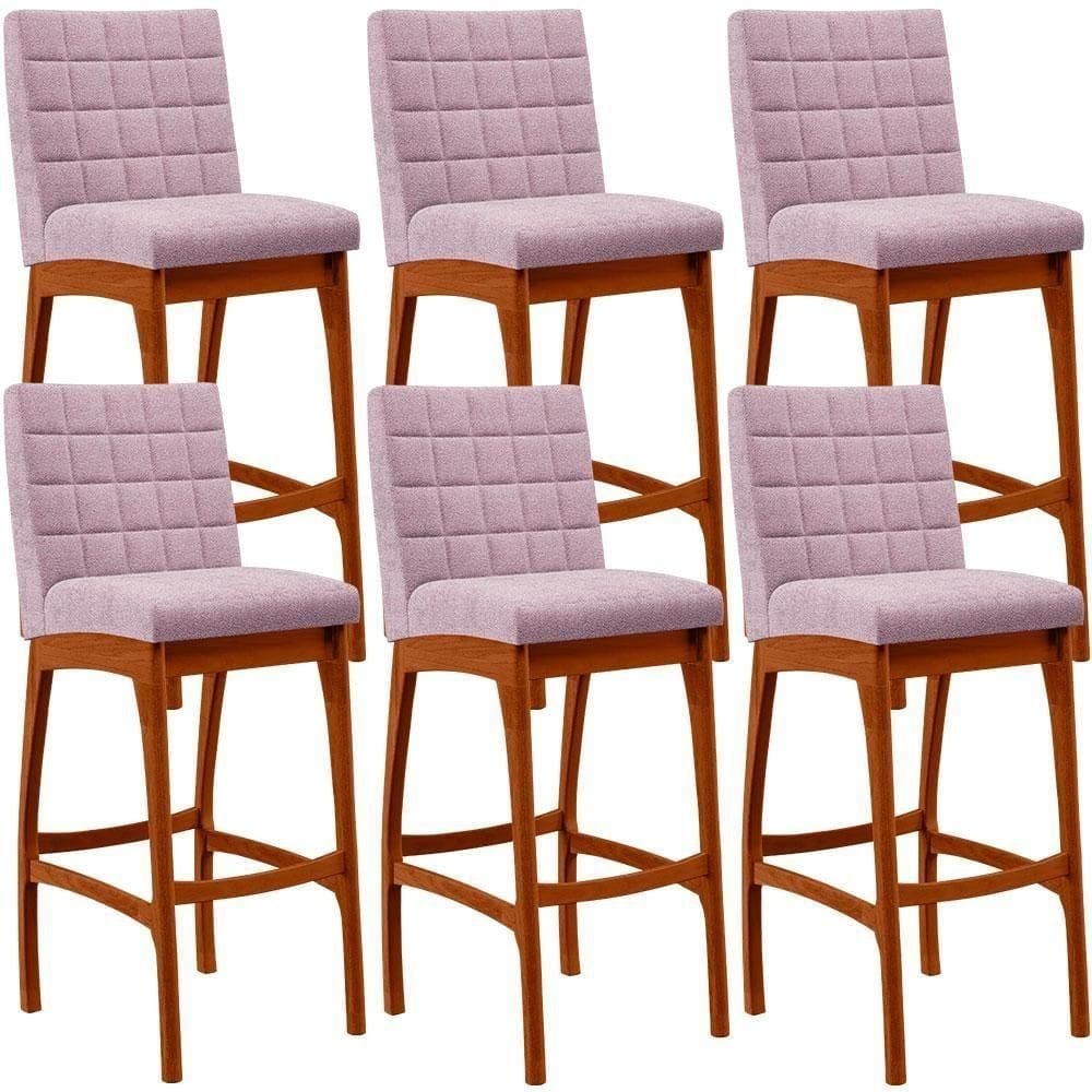 Kit 06 Banquetas Altas Mila Bouclê Rosê