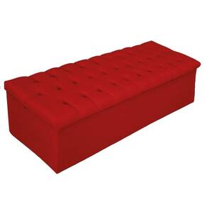 Calçadeira Baú Mel 195 Cm King Size Com Capitonê Vermelho