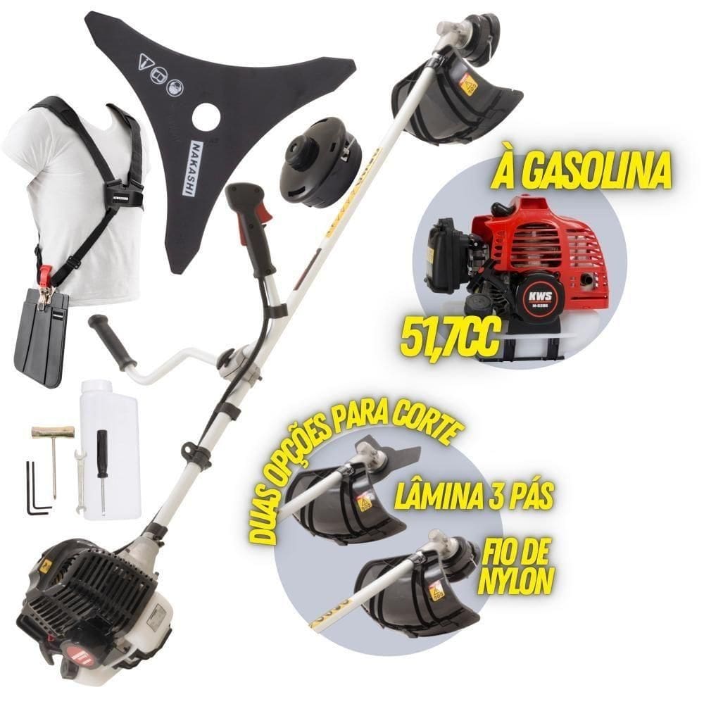 Roçadeira Lateral Kawashima Kw52le 52cc Guidão Confortável