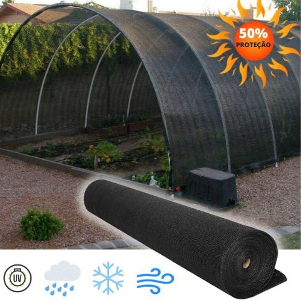 Tela Sombreamento Proteção Agrícola 50% 3 X 50 Preta