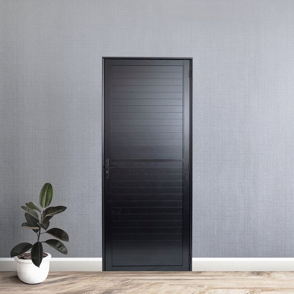 Porta de Aluminio Lambri 210x70cm Linha Premium Lux-esquadrias Preto