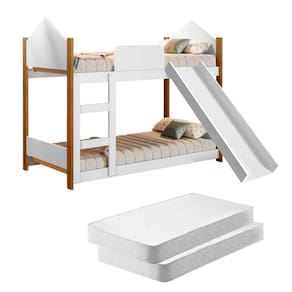 Beliche Infantil Casinha Branco C/ Escorregador E Colchões