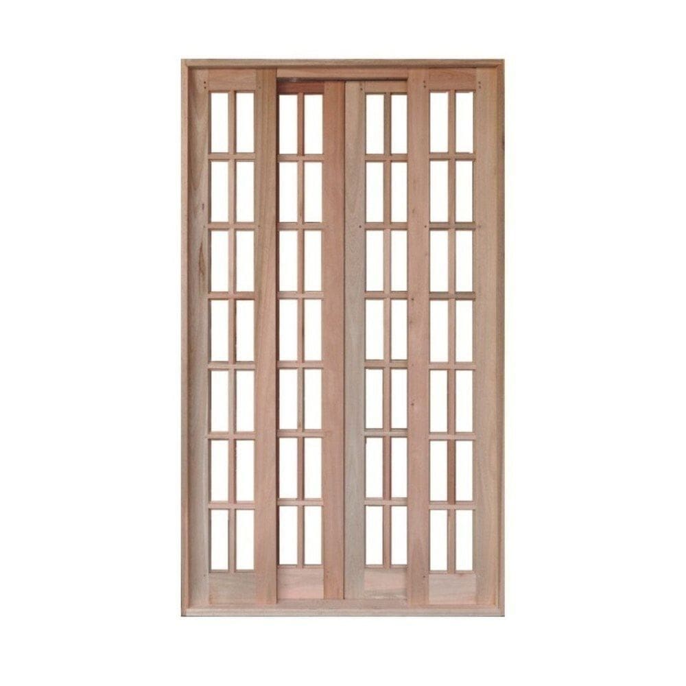 Portal Correr Quadriculado 4 Folhas Mista Reto com Fechadura 1,20 X 2,10 Rodam Natural