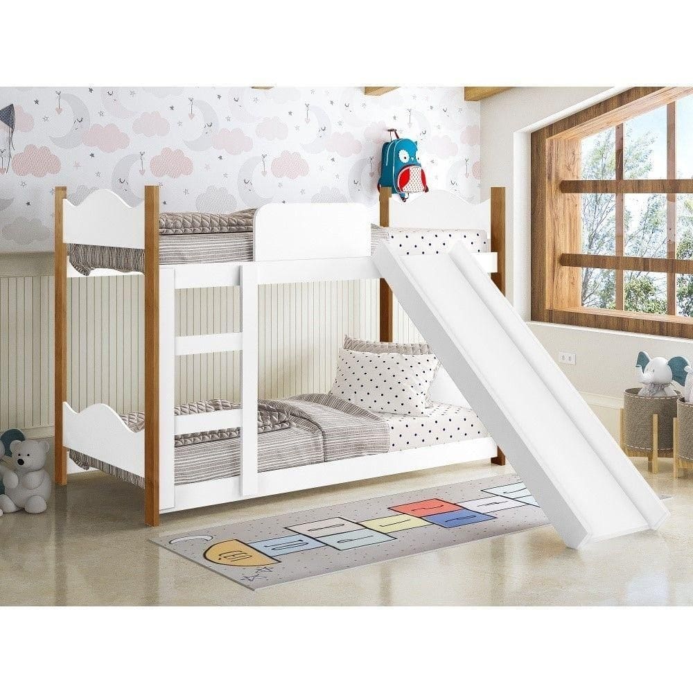 Beliche Infantil Theo Branco Com Escorregador