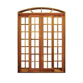 Portal Correr Quadriculado 4 Folhas Itauba em Arco com Fechadura 1,60 X 2,30 Rodam Natural