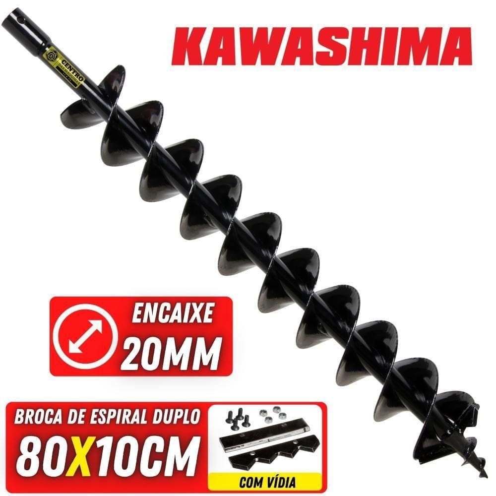 Broca De 80x10cm Kawashima Espiral Duplo Para Perfurador
