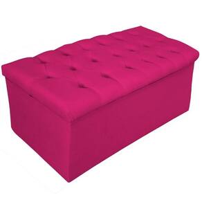 Calçadeira Baú Estofada Mel 90 Cm Solteiro Suede Pink