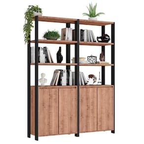 Estante Livreiro 4 Portas Industrial F04 Preto/solanum