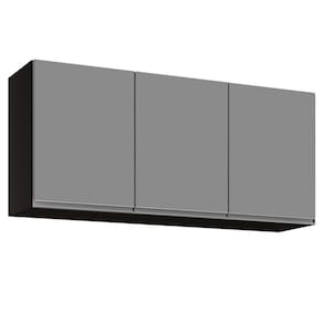 Armário Aéreo 120cm 3 Portas Virgínia Preto/Cinza