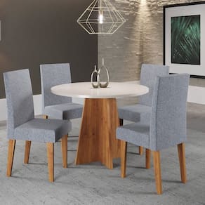 Mesa de Jantar Redonda Spirit 90x90cm com 4 Cadeiras Venus Mel/Blonde/Inox