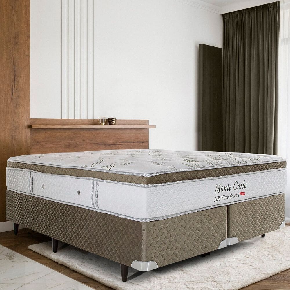Colchão Queen Molas Ensacadas Monte Carlo 158x198x33cm Herval Branco / Bege