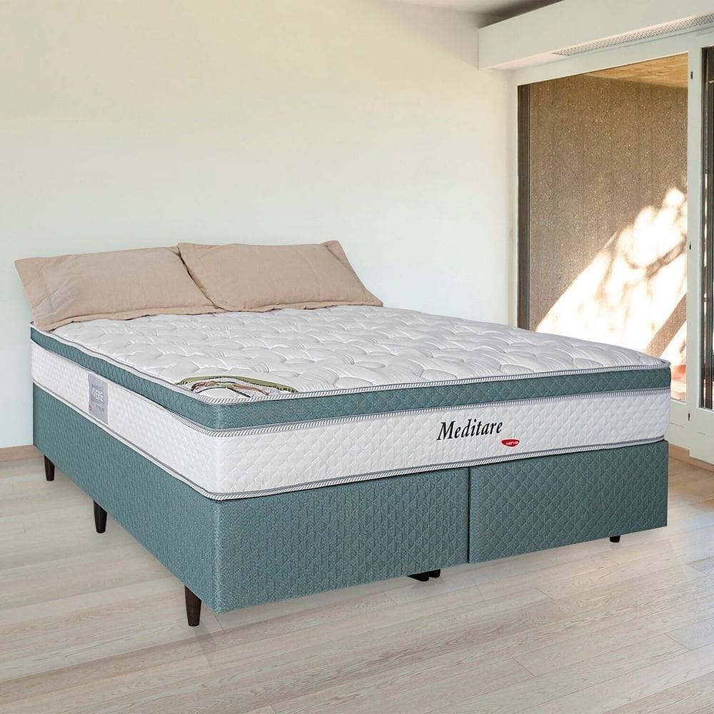 Colchão King Molas Ensacadas Meditare 193x203x29 Herval Branco / Verde