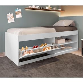 Cama Box Sapateira Moal Branco Com Colchão