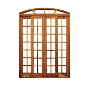Portal Correr Quadriculado 4 Folhas Itauba em Arco com Fechadura 1,40 X 2,30 Rodam Natural