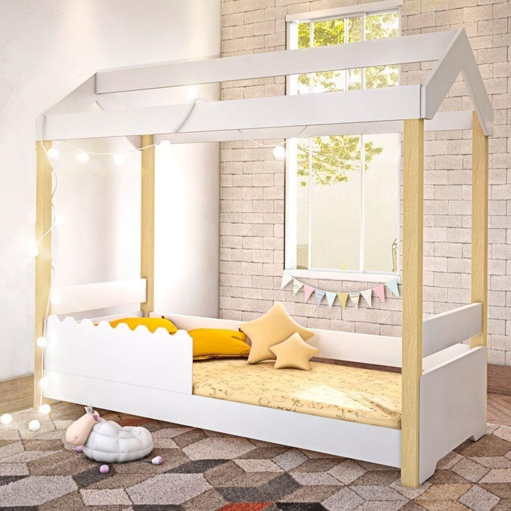 Cama De Solteiro Poppy Branco Com Led