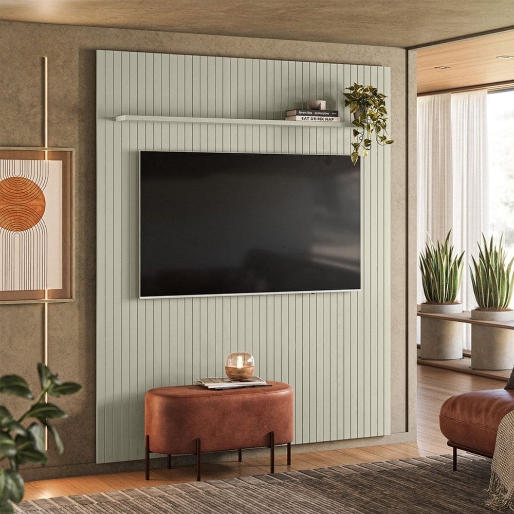 Painel para Tv até 65 Polegadas Ripado Friz Uno Off White Ac