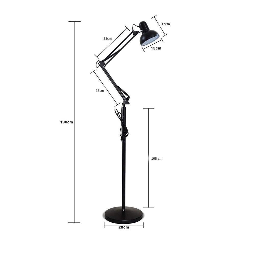 Luminária Abajur Pedestal Articulada Chão Metal 1,90M
