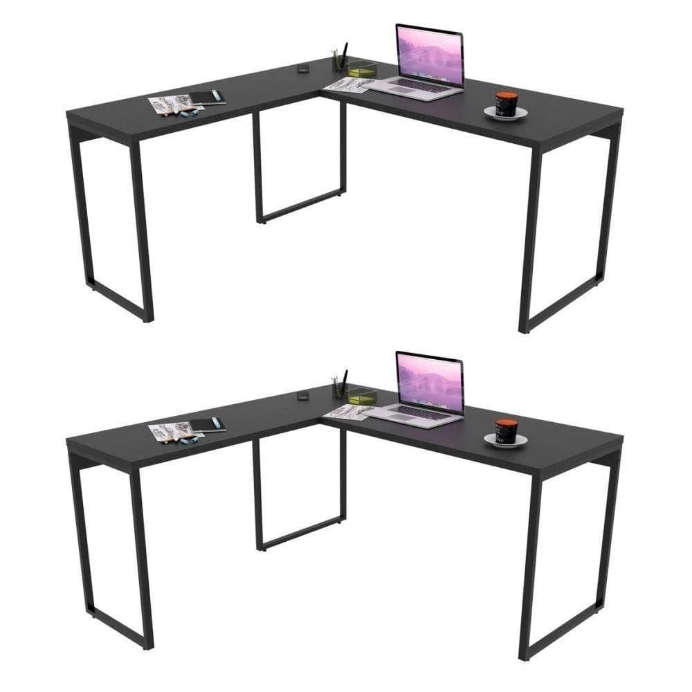 Kit 2 Mesas De Escritório Office Em L 150X150Cm Preto Onix