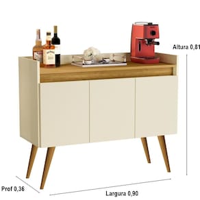 Aparador luxo 3 portas cor off white / madeirado