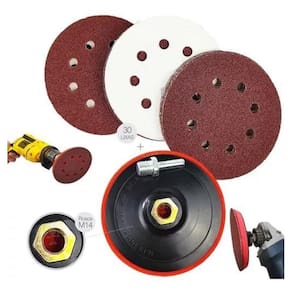 Suporte de boina furadeira lixadeira + 30 discos lixa 125mm